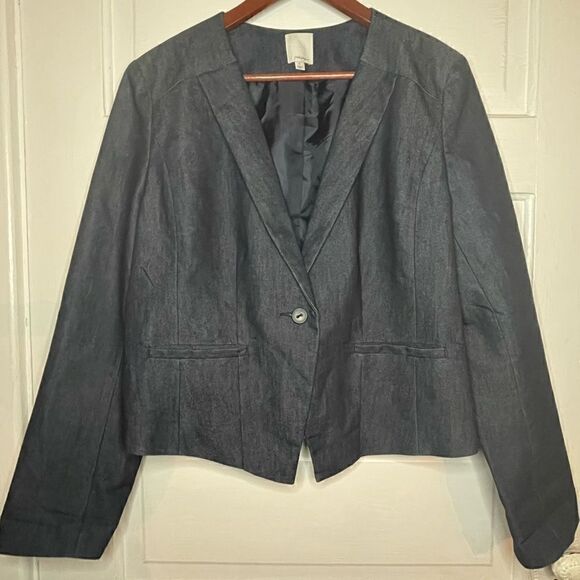Halogen One Button Jean Blazer - Picture 1 of 12